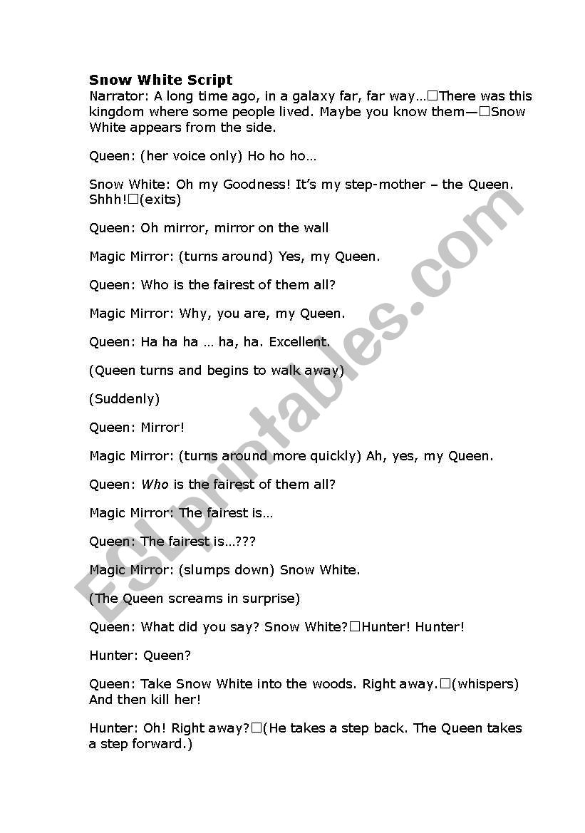 SNOWWHITE worksheet