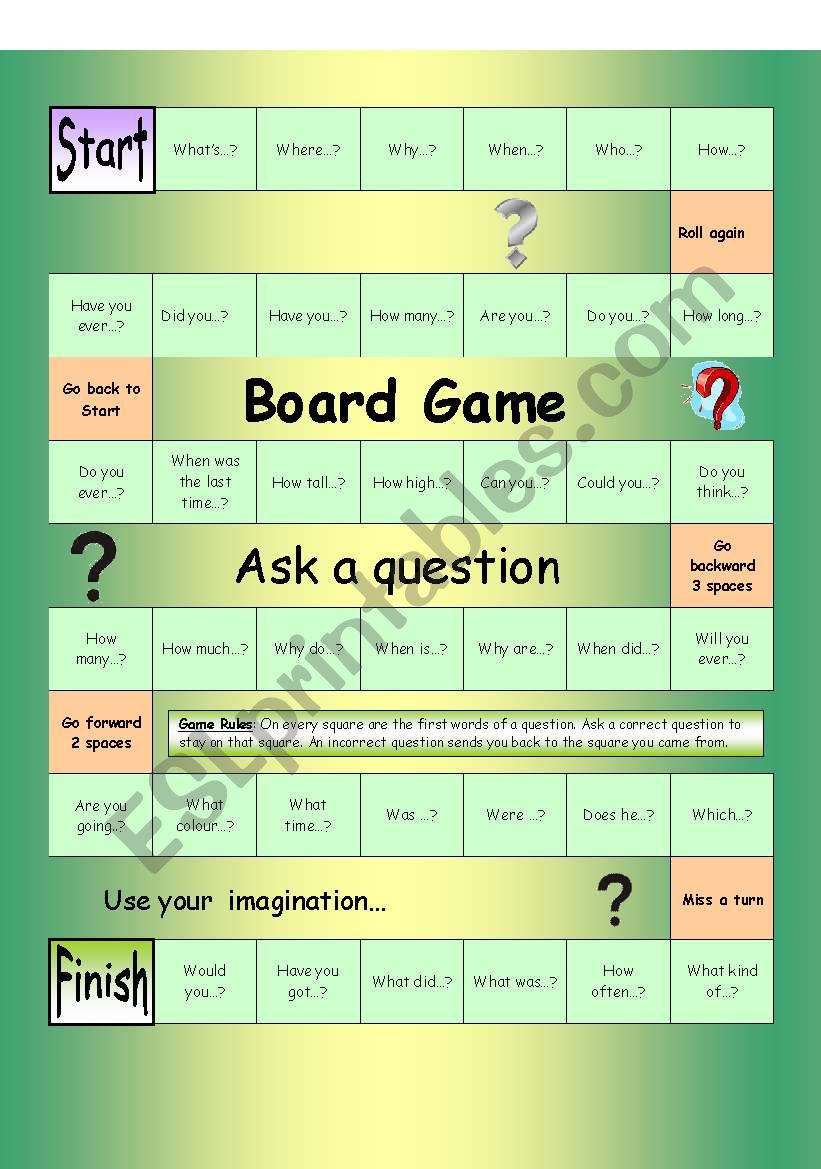 Board Game Ask A Question Easy Esl Worksheet By Philipr