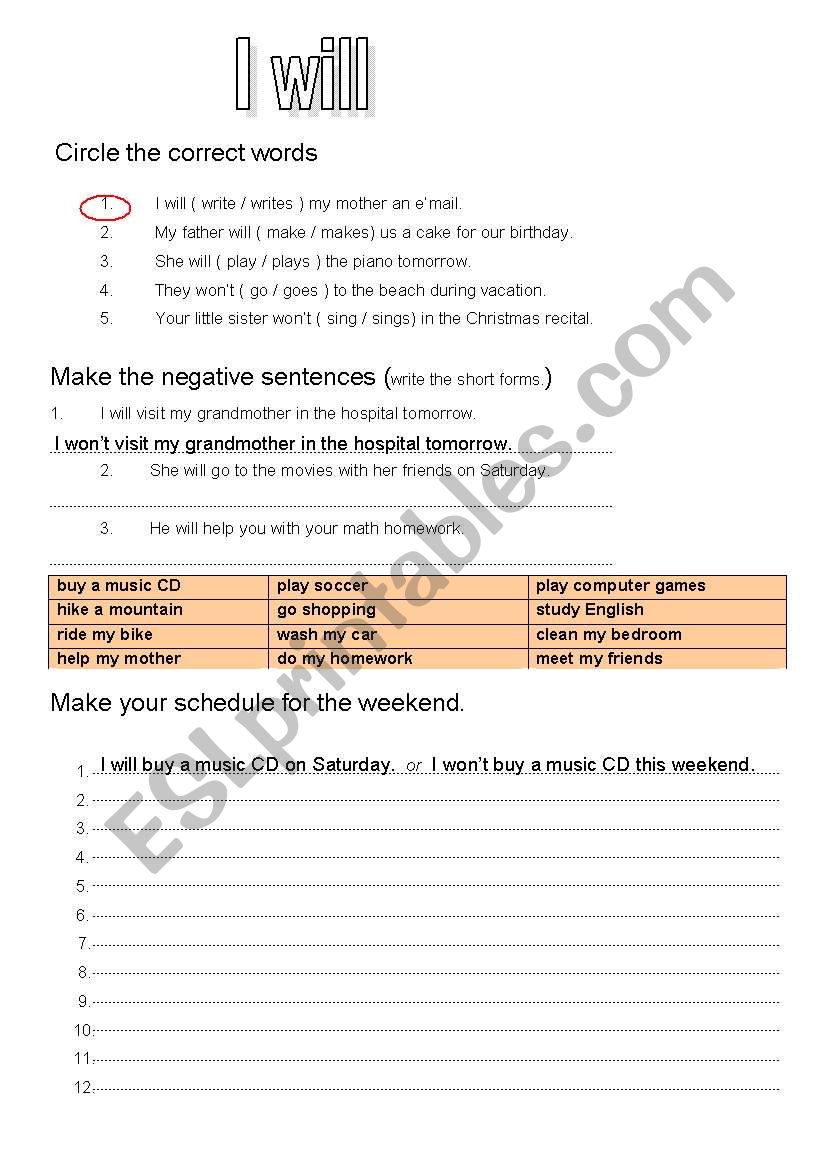 will worksheet