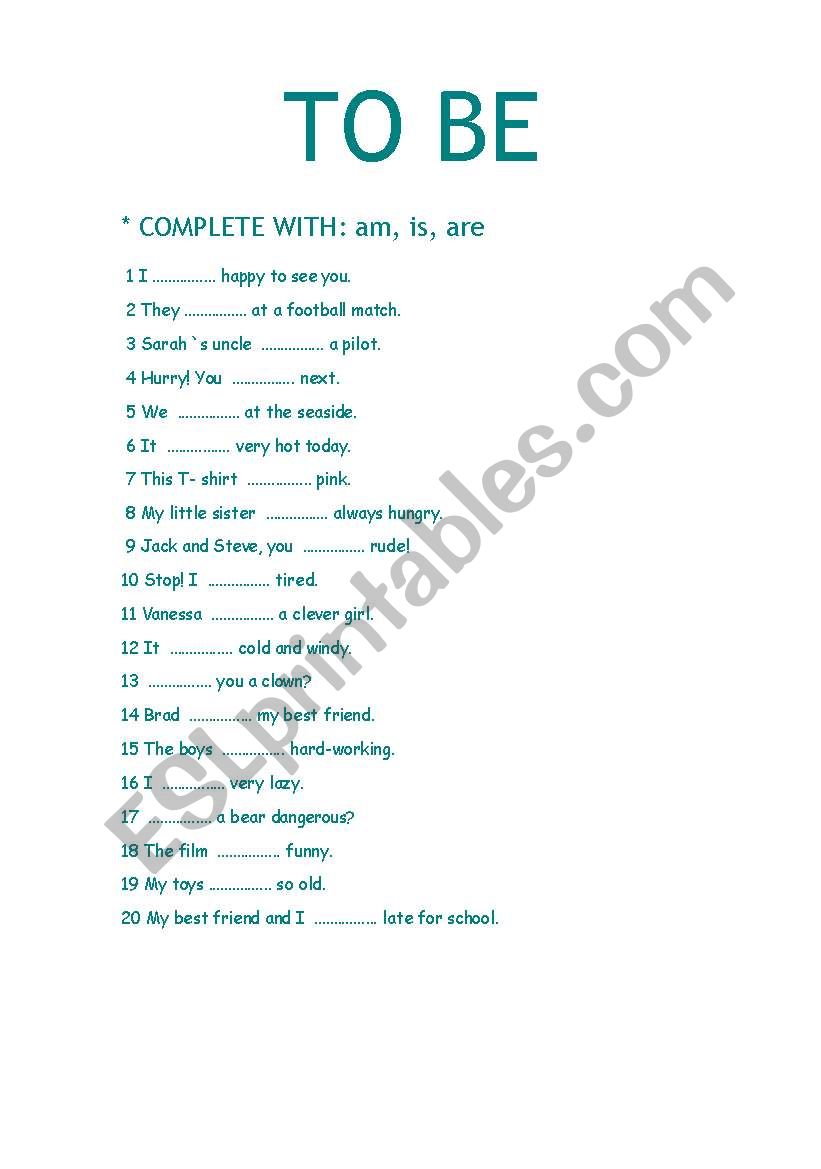 to be worksheet