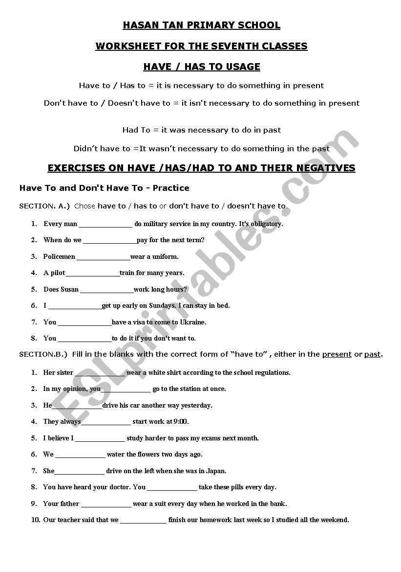 Usage Of Has And Have Printable Worksheets