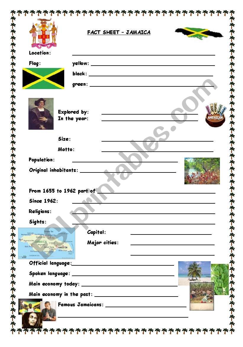 Fact sheet Jamaica worksheet