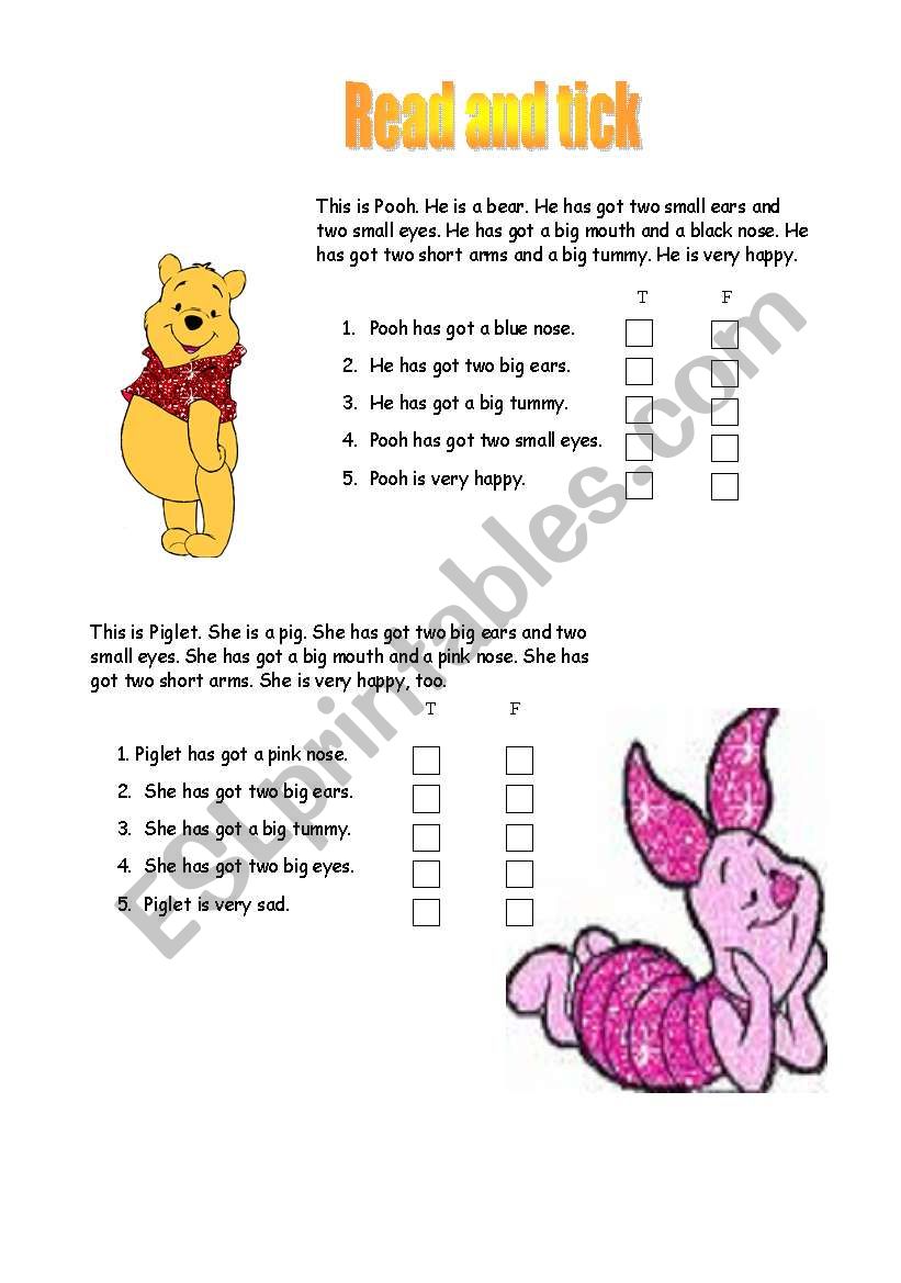 Have got with Pooh and Piglet worksheet
