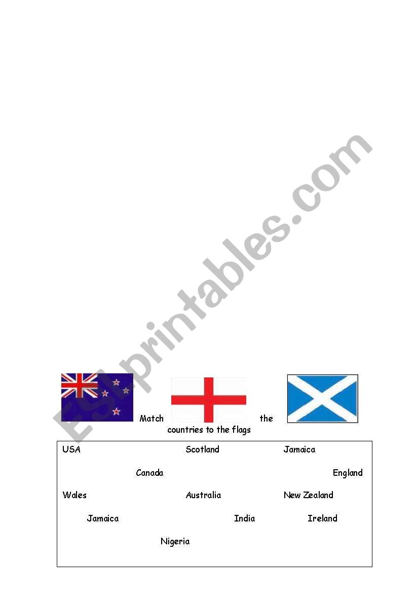 Anglophone flag quiz  worksheet