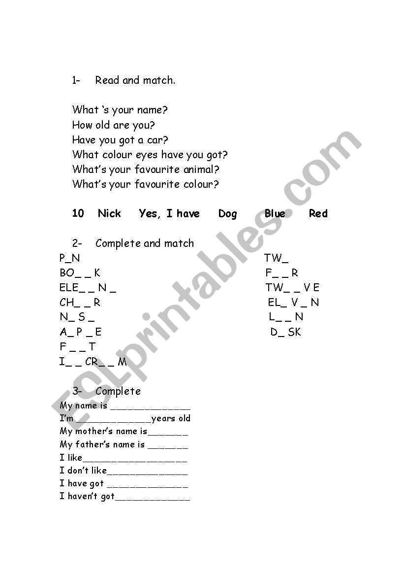 English Test Part 2 worksheet