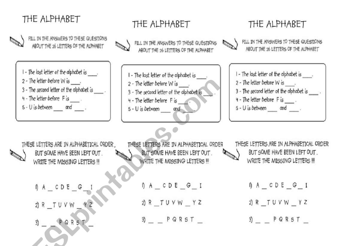 alphabet worksheet