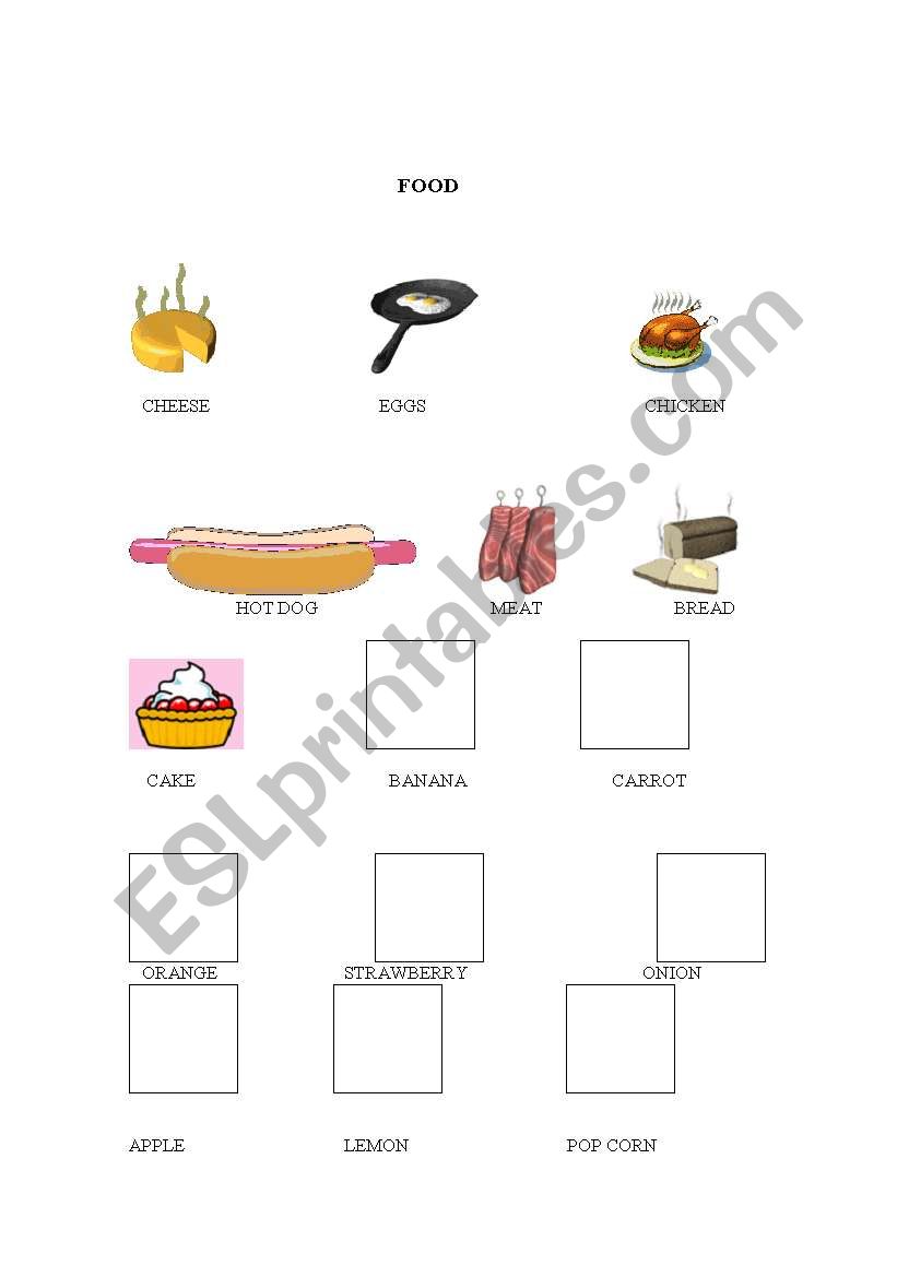 FOOD (pictures and words) worksheet