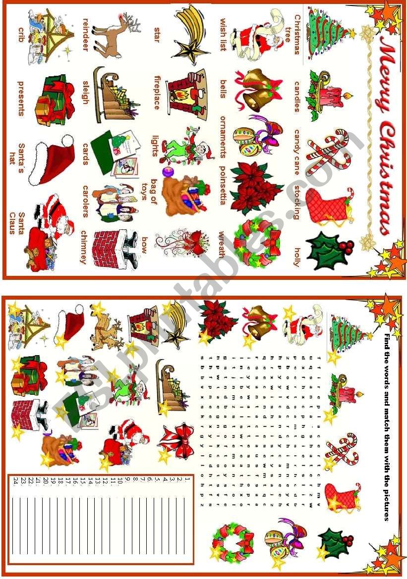 Christmas Vocabulary ESL Worksheet By Vanda51