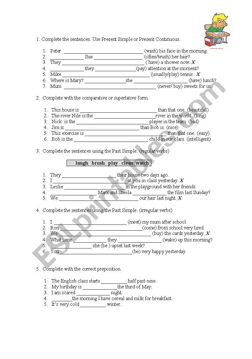 grammar review worksheet