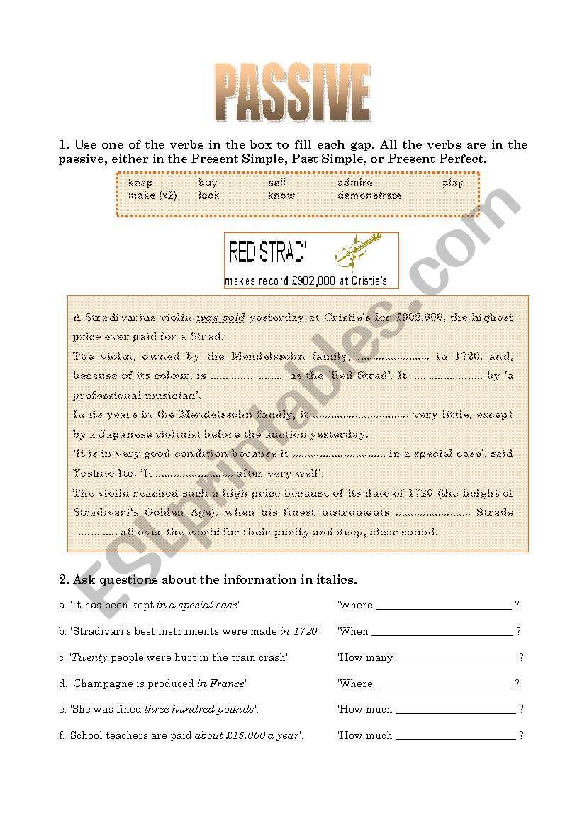 PASSIVE VOICE worksheet