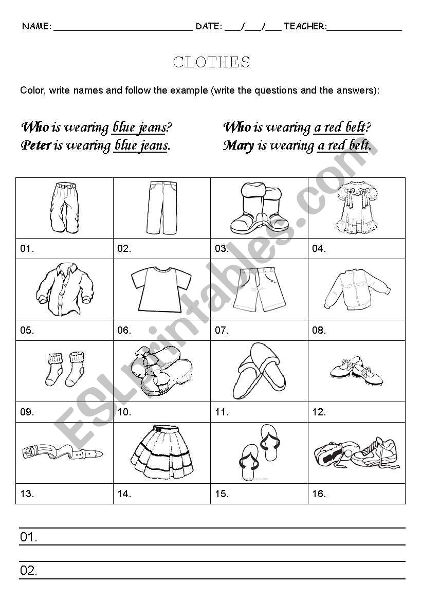 Clothes - ESL worksheet by skboy07