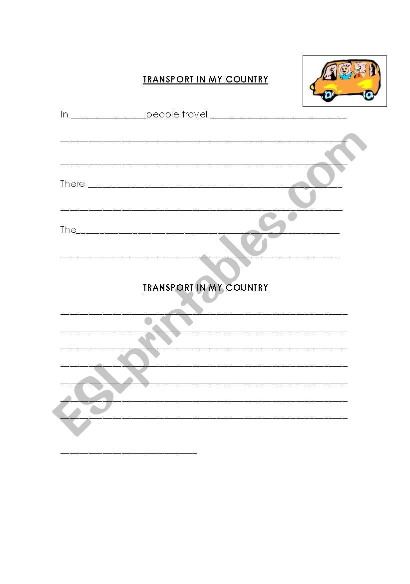 Transport in my Country worksheet