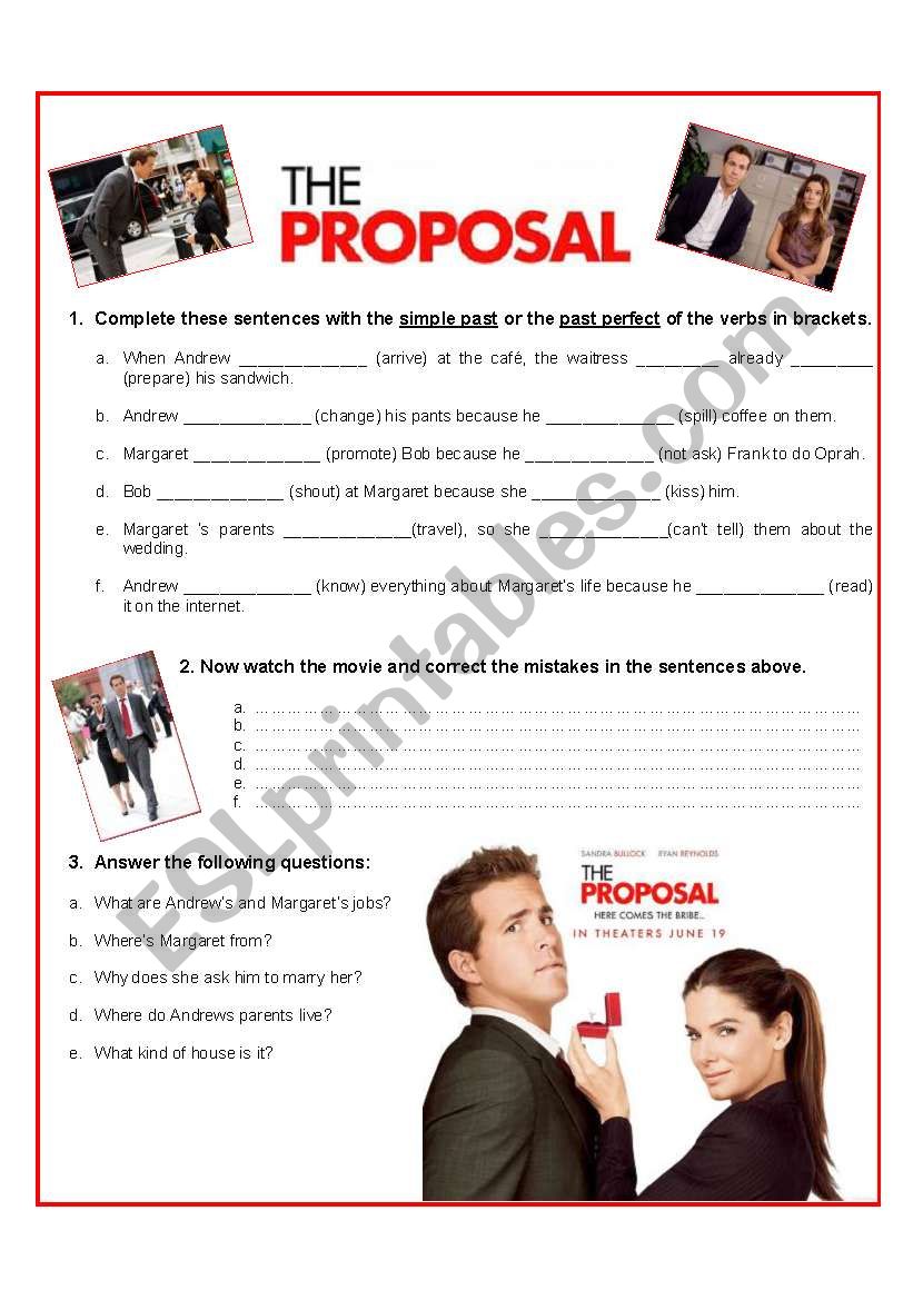 The proposal - Video Activity worksheet