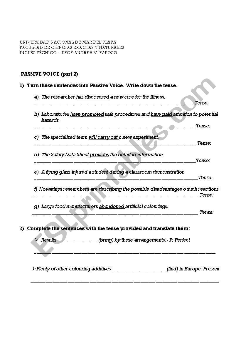 PASSIVE VOICE worksheet