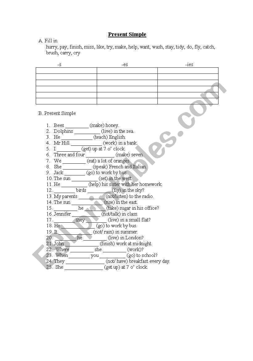 Present Simple worksheet