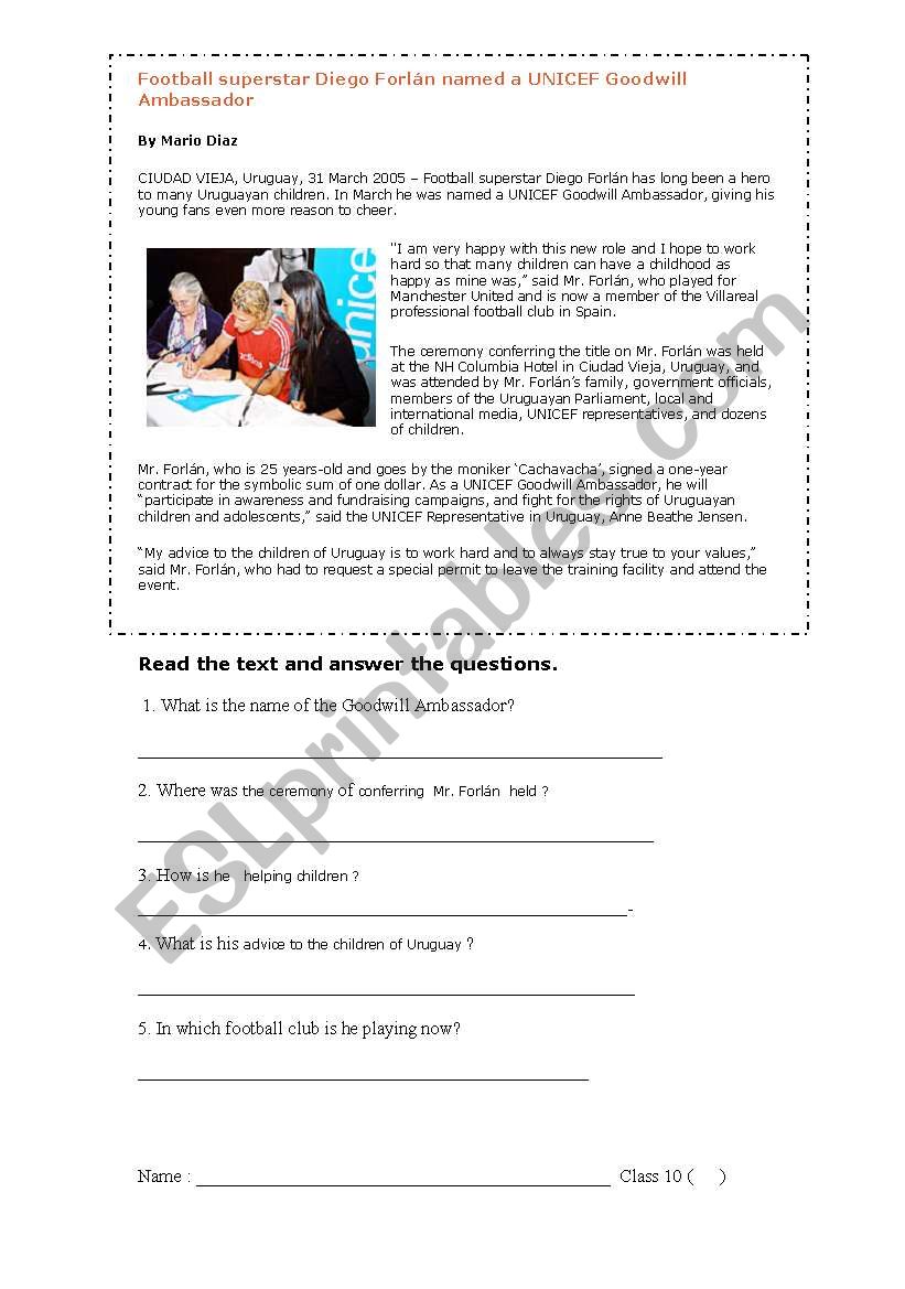 godwilll ambasador worksheet