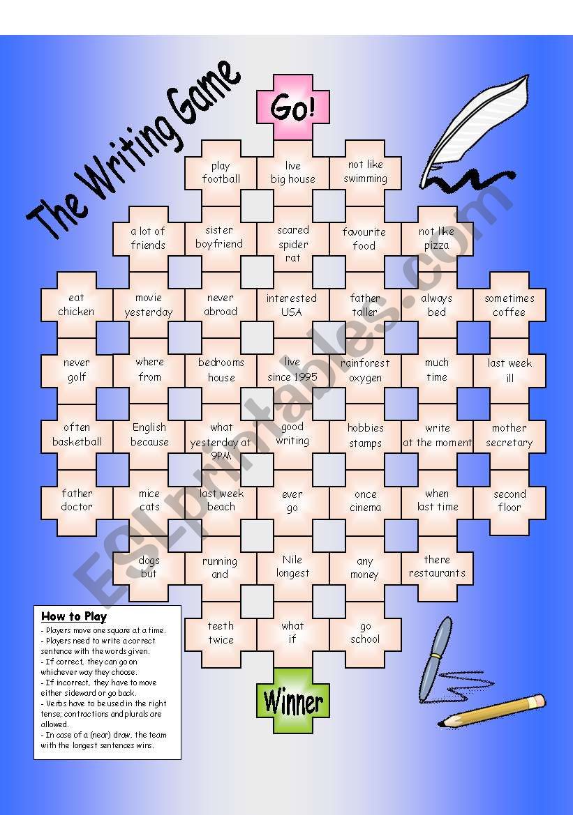 The Writing Game - ESL Board Game