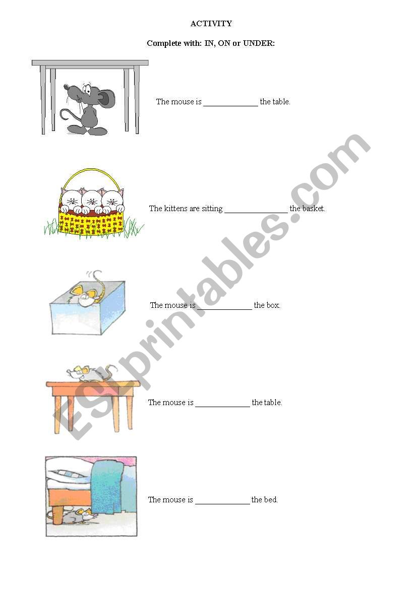 Prepositions worksheet