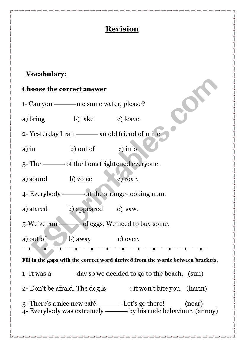 English worksheets: Revision