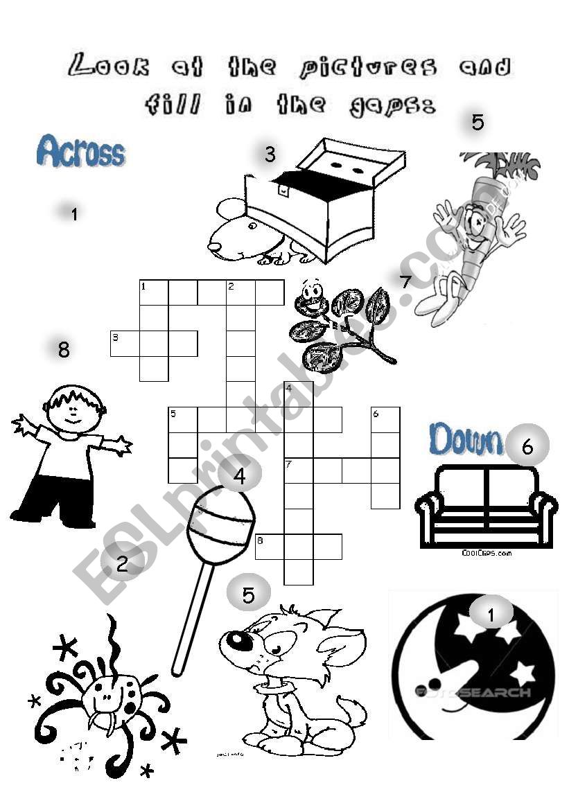 a crossword game to practise some words for young learners