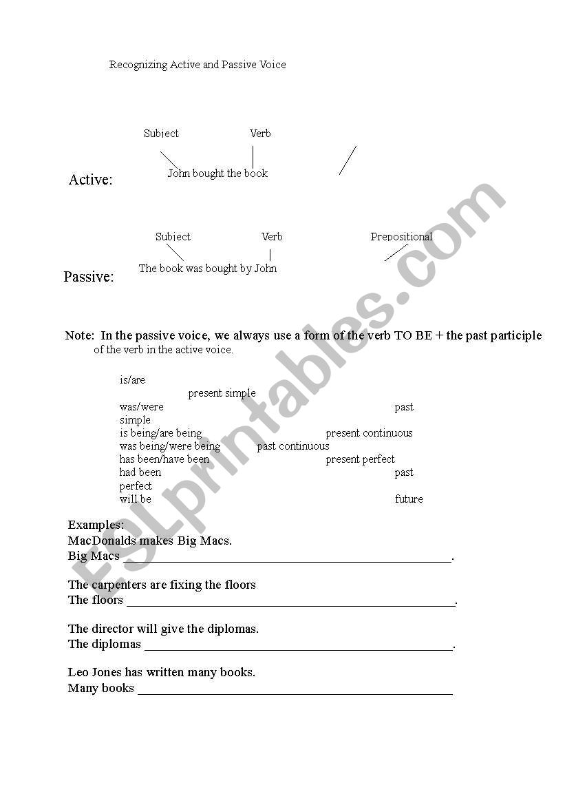 Recognizing active and passive voice