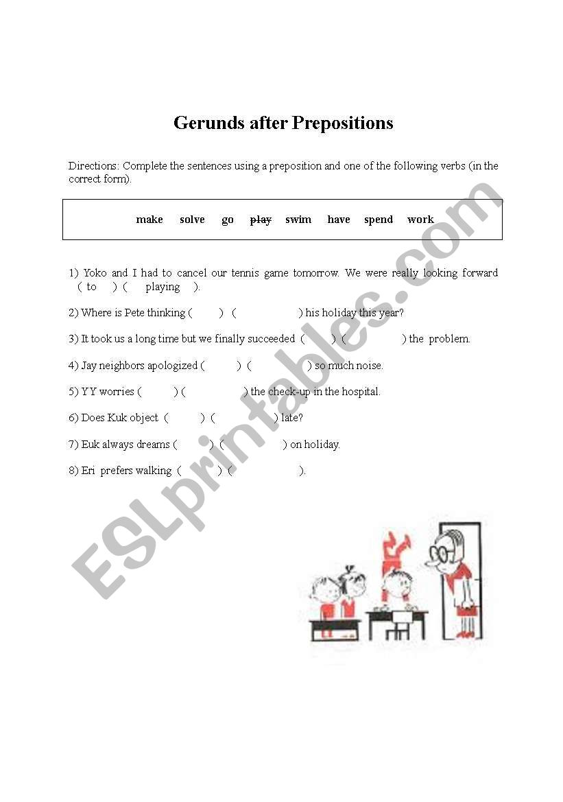 fill in the blanks (Gerunds)  worksheet