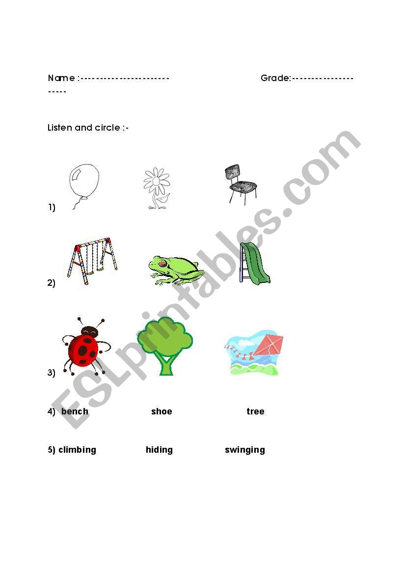 Playground worksheet