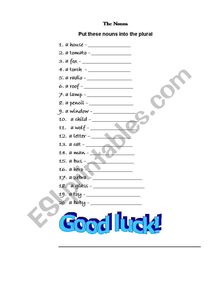 Plurals worksheet