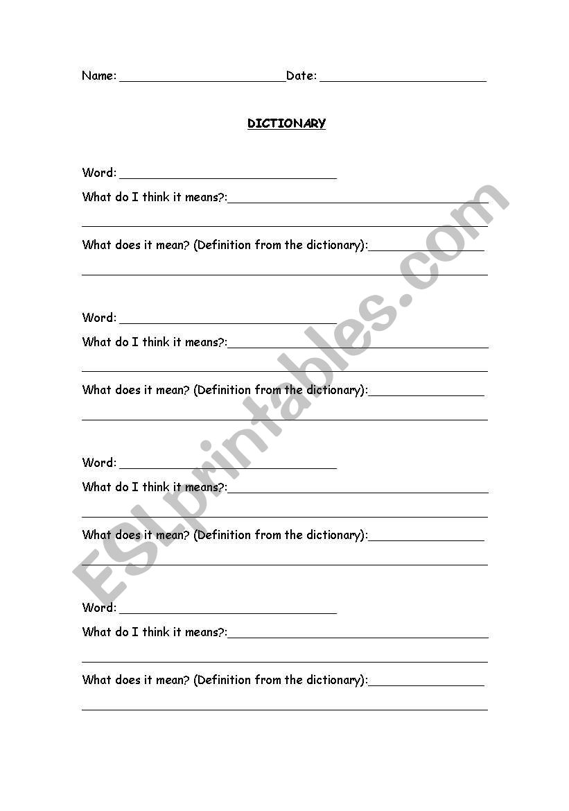 Working with dictionaries worksheet
