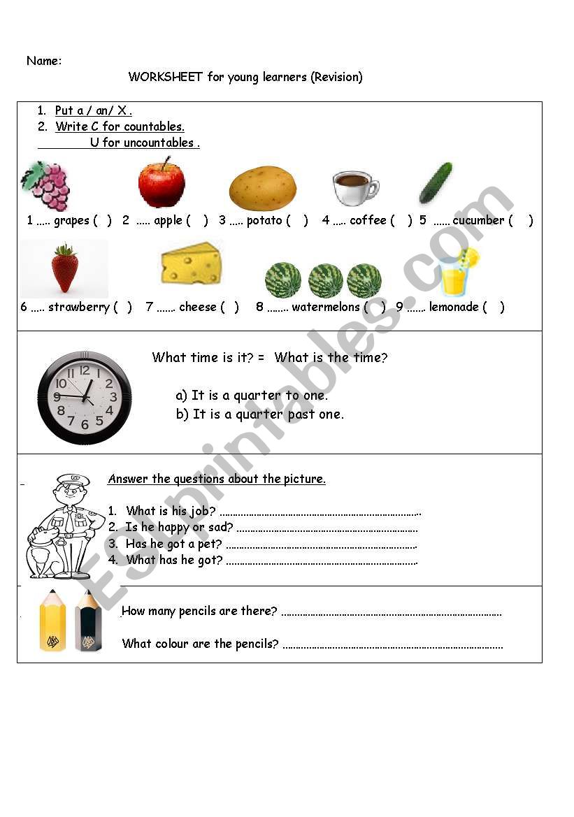 Countable/ Uncountable Nouns worksheet