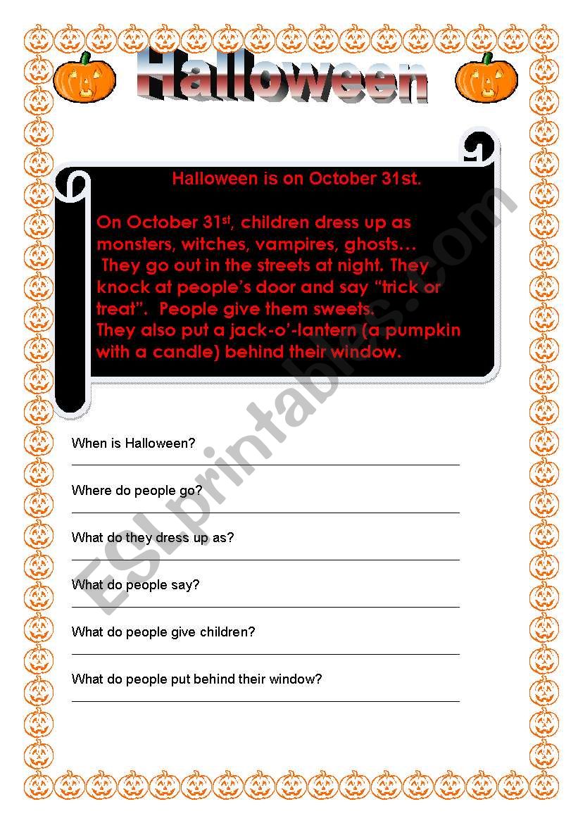 Halloween 2 pages worksheet