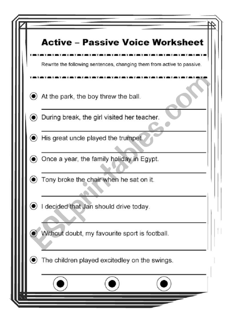 Active Voice ESL Worksheet By Snooks