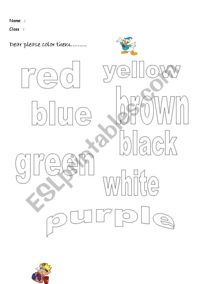 colours worksheet