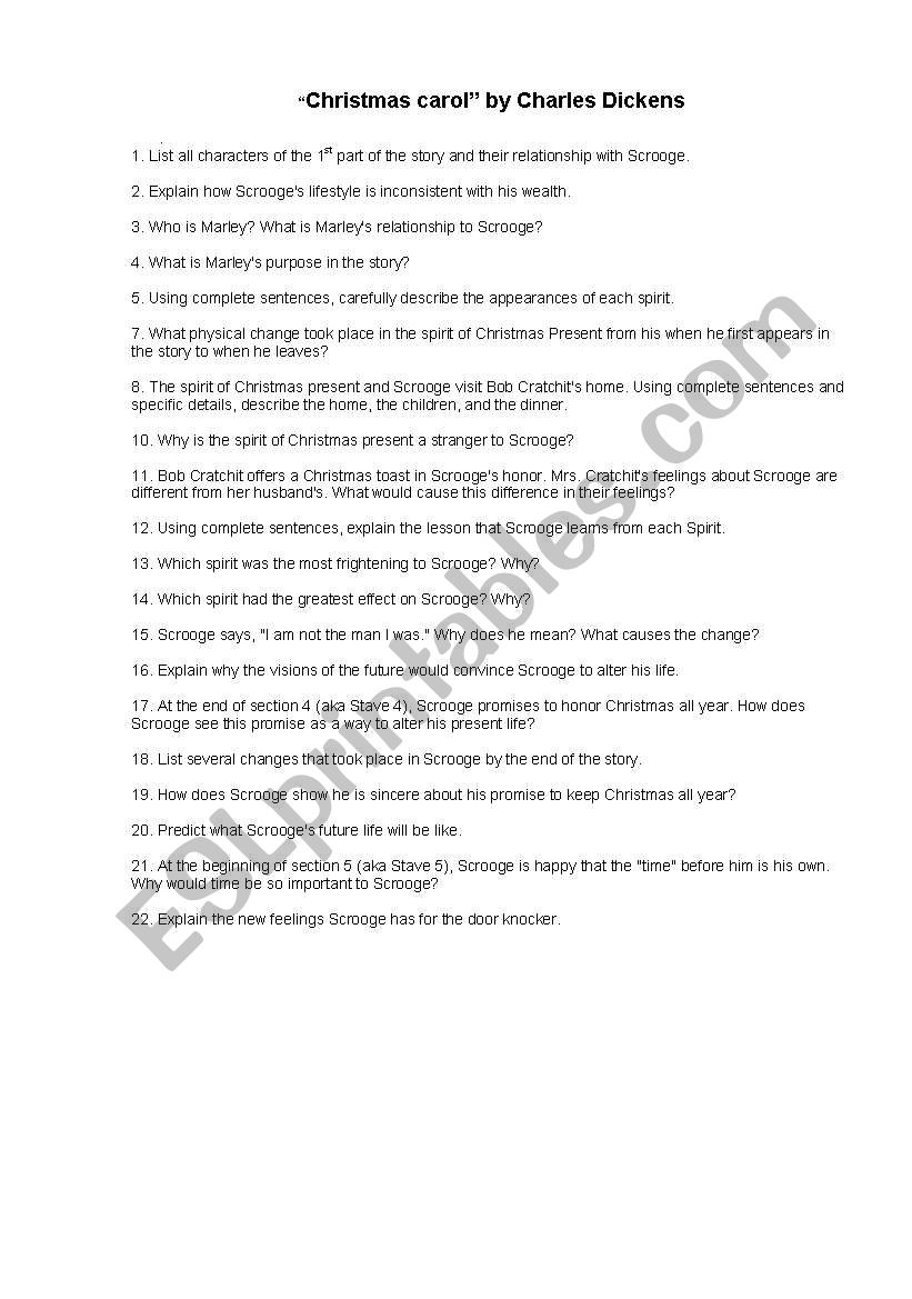 Christmas carols worksheet