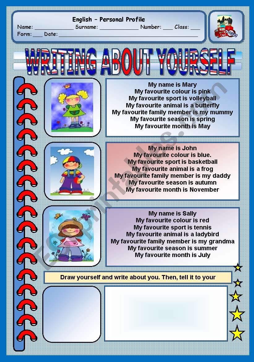 Writing About Yourself Personal Profile ESL Worksheet By AGUILA