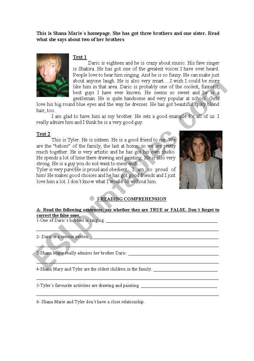 Test on teens´hobbies and likes - ESL worksheet by alexandragonçalves