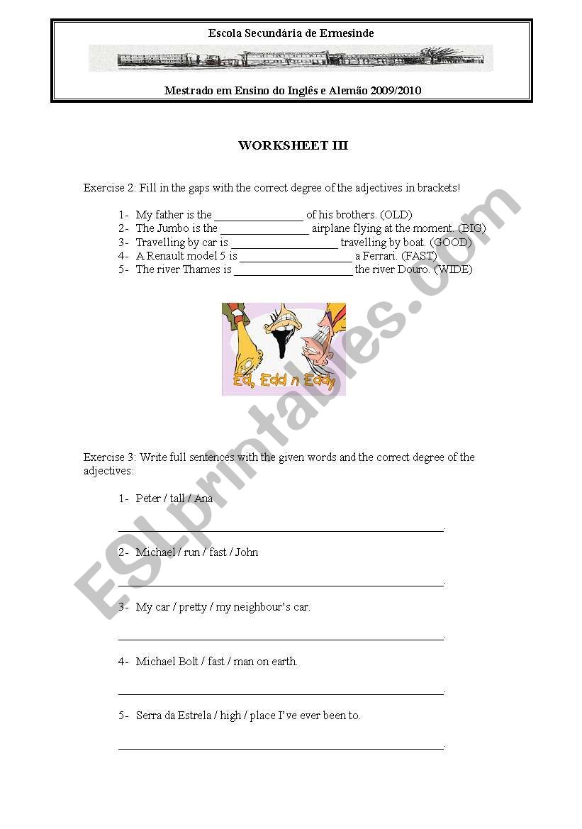 Adjective degrees - worksheet worksheet