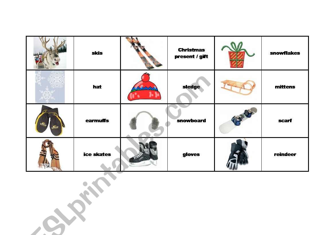 Winter domino worksheet