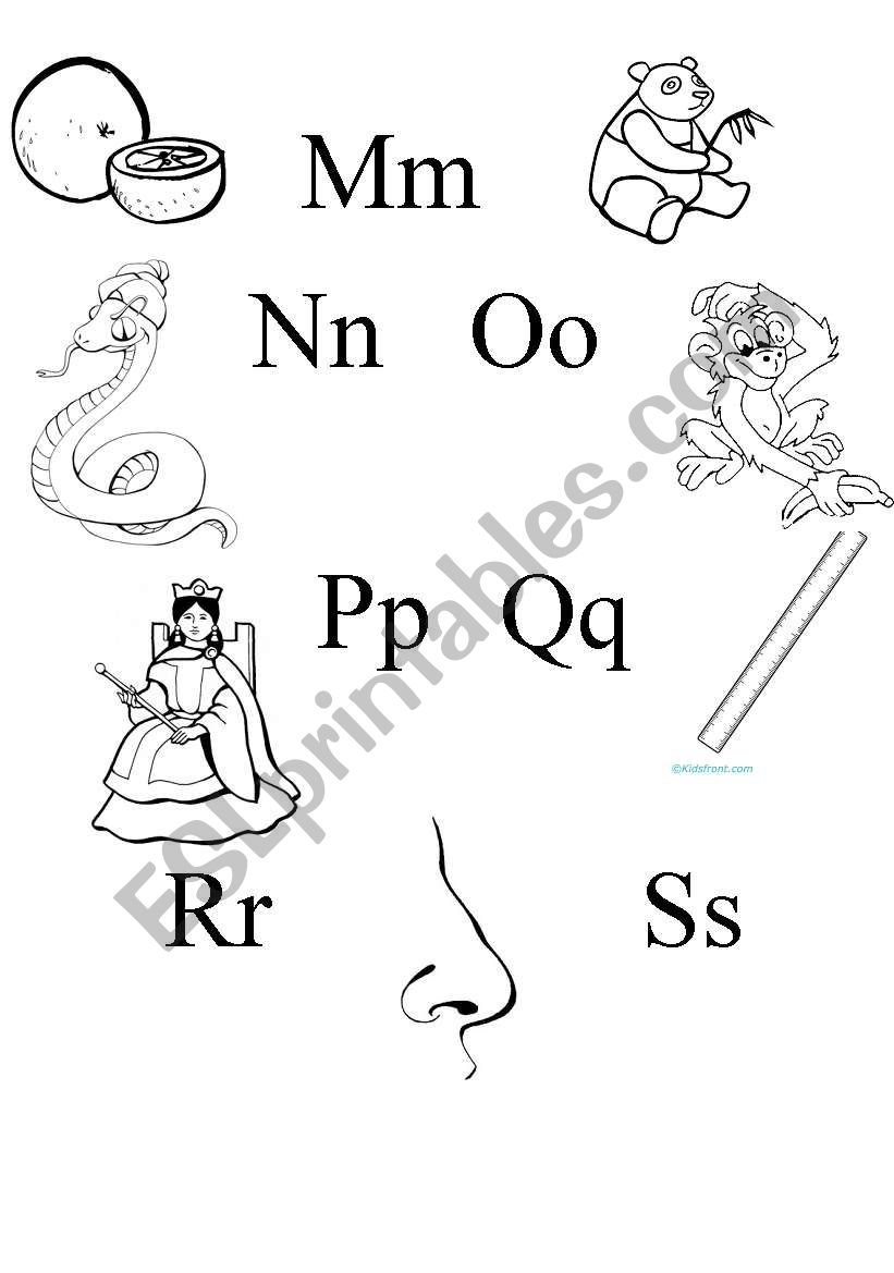 alphabet m to s worksheet