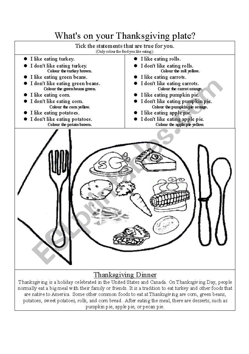 what-s-on-your-thanksgiving-plate-esl-worksheet-by-lina-therese