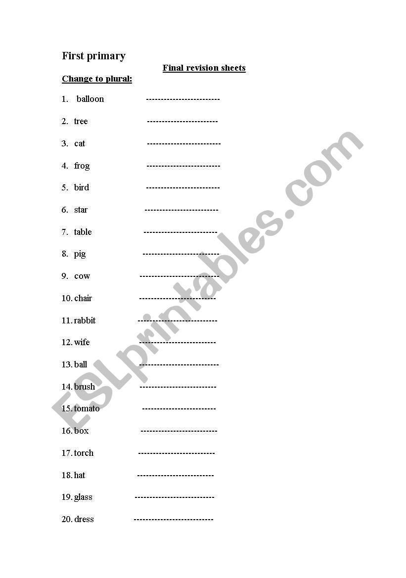 Change to plural worksheet