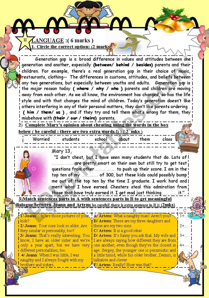 FULL TERM TEST N° 1 FOR 9TH BASIC EDUCATION - ESL worksheet by MARAM11