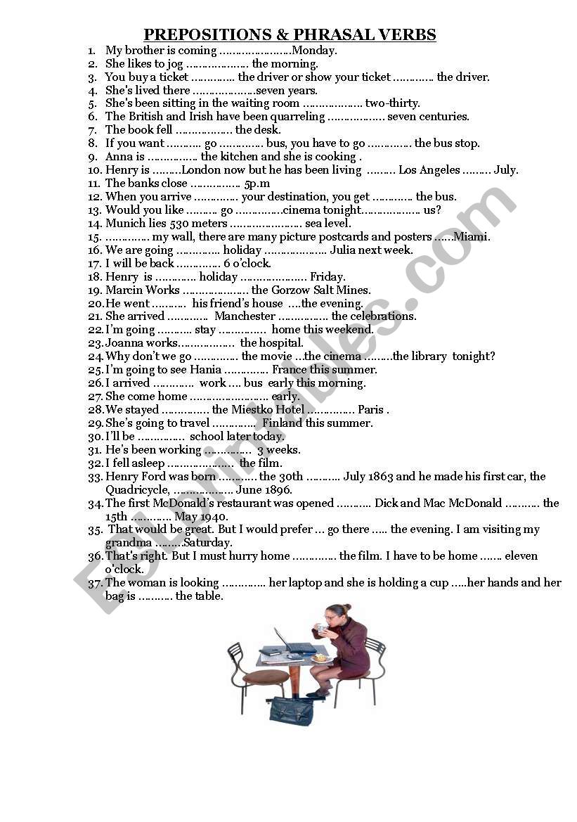 Prepositions  worksheet