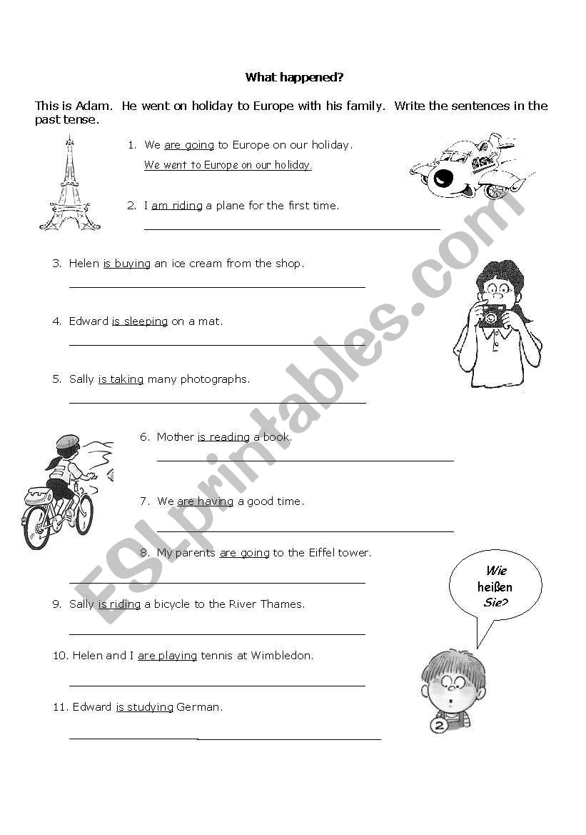 Present Continuous to Simple Past Revision