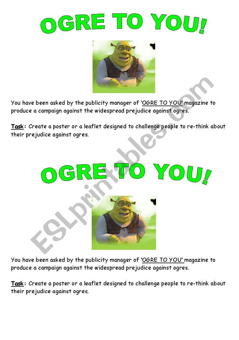 Prejudice and Persecution  Ogres to you poster/campaign