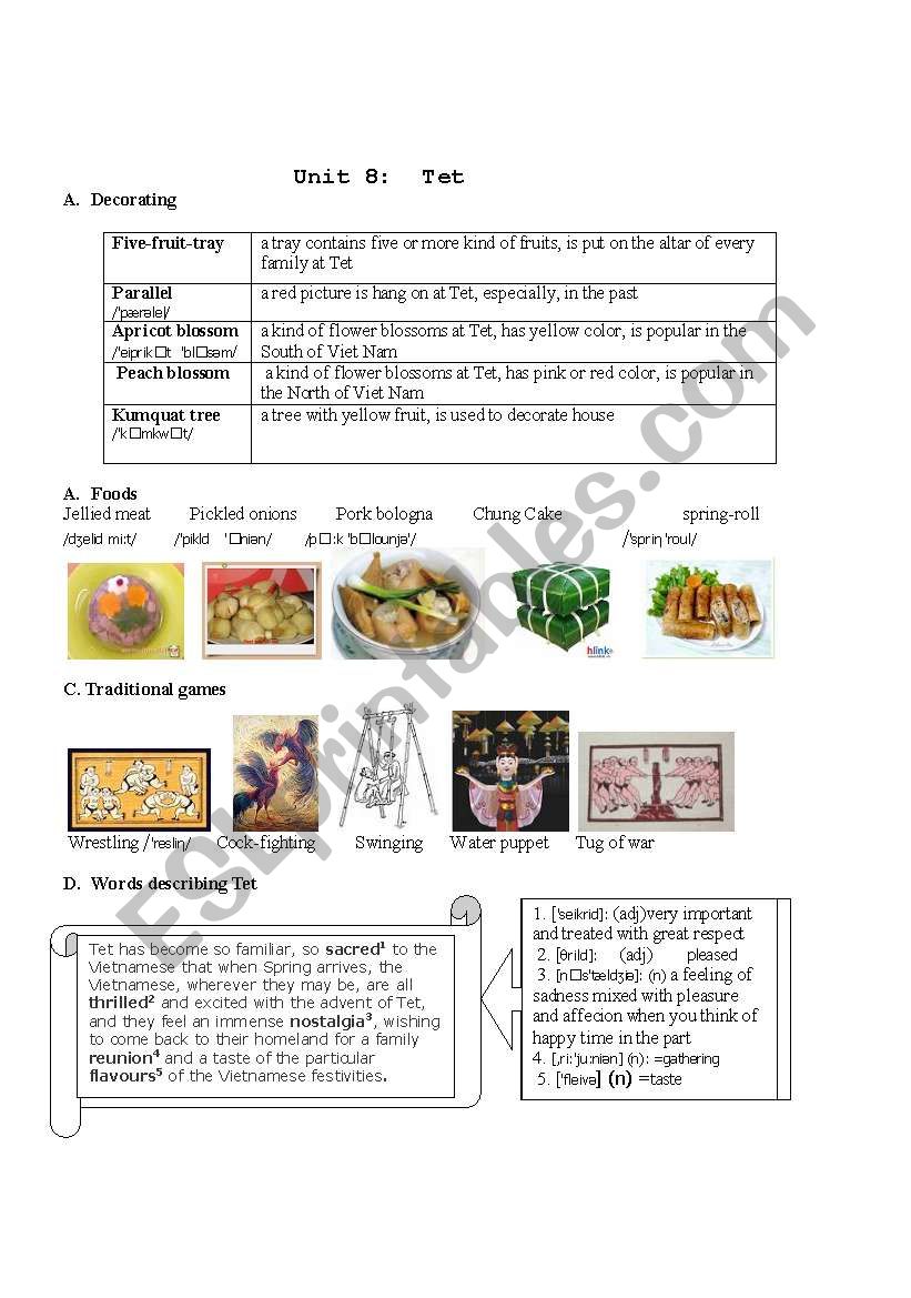 Tet holiday worksheet