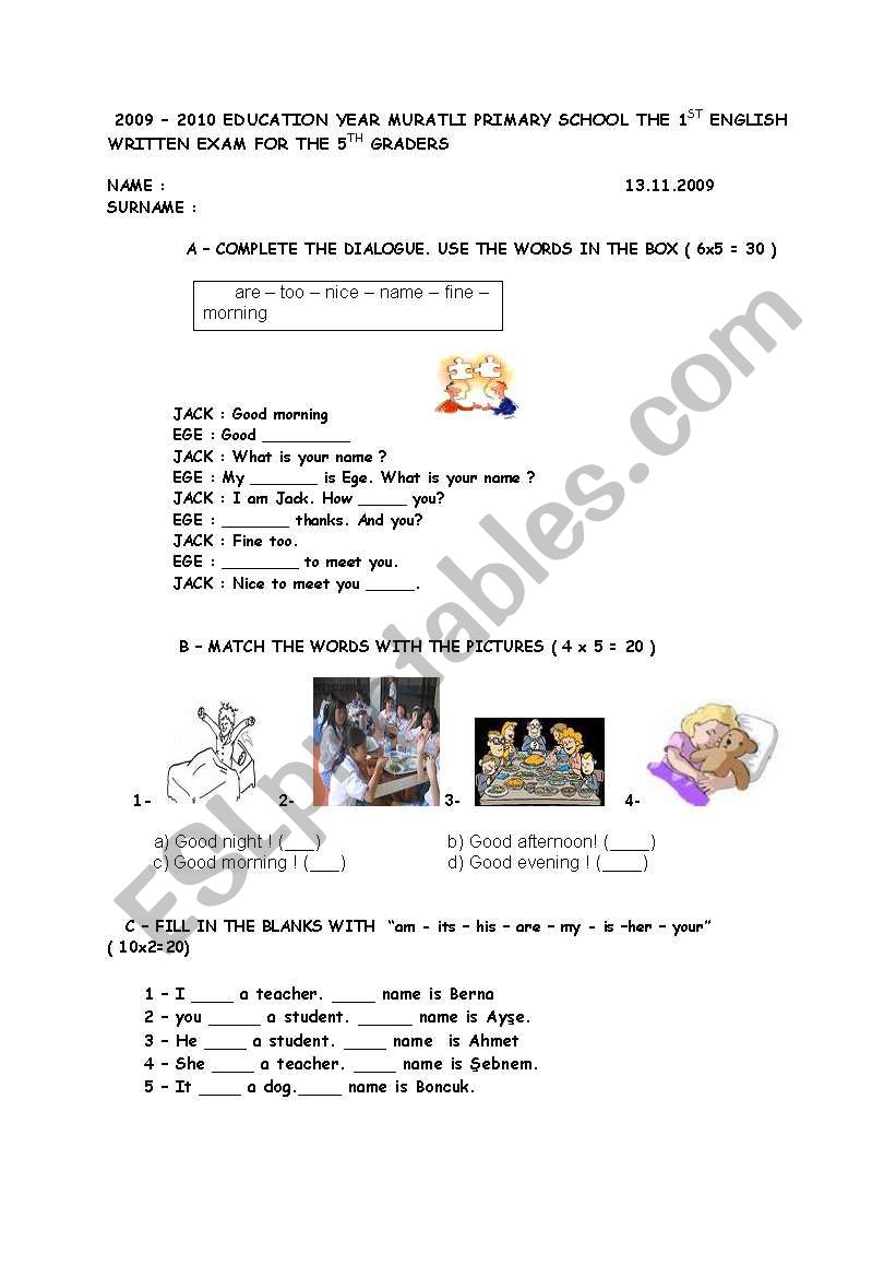 basic english worksheet