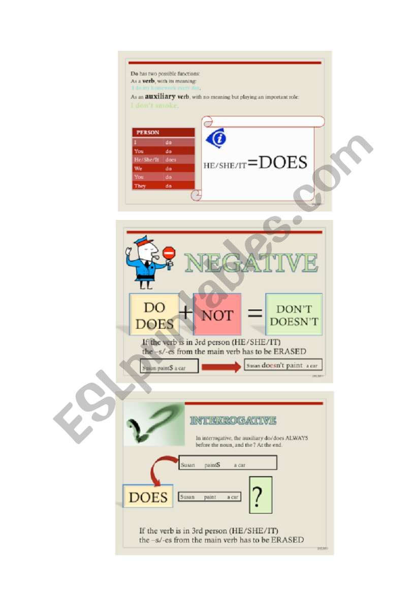 Do/does, quick guide worksheet