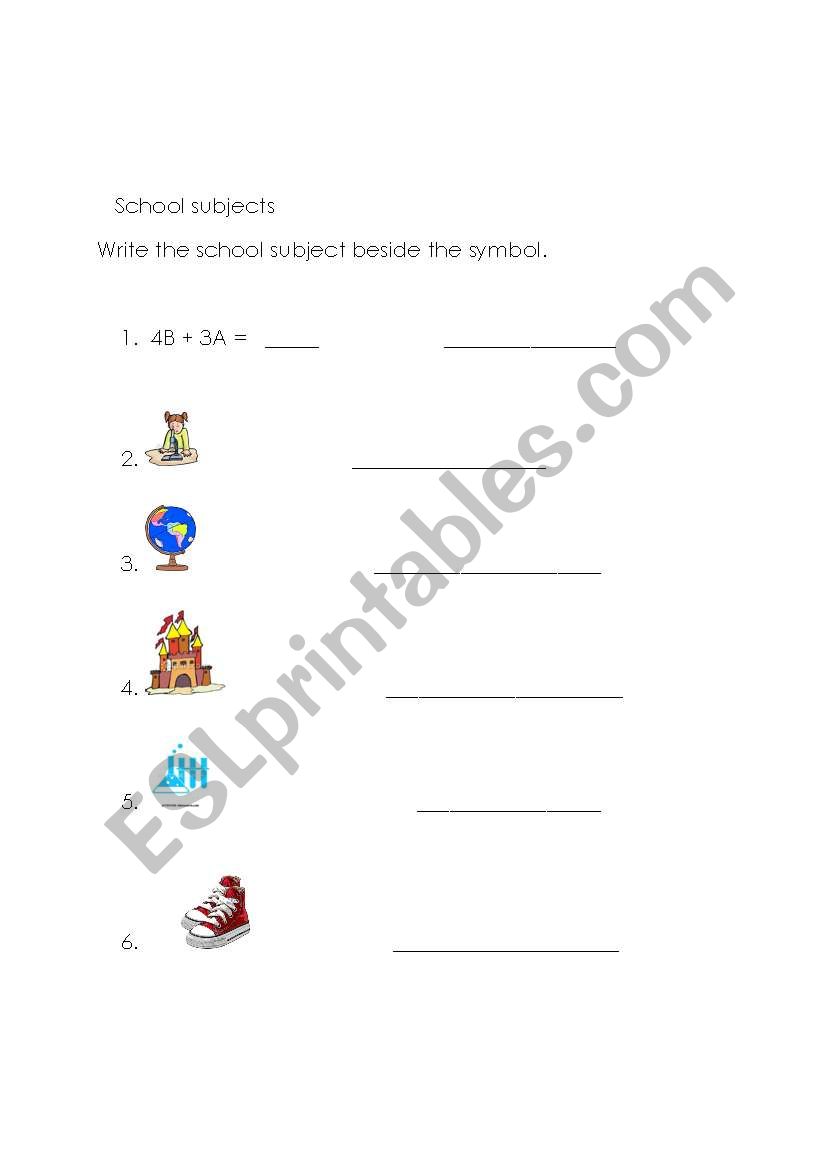 School Subjects worksheet