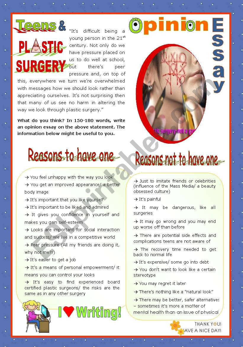 essay topics for plastic surgery